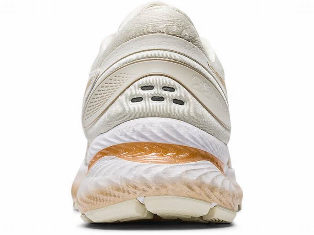 Comprar Tenis Para Correr Asics Online GEL NIMBUS 22 Knit Mujer Beige Dorados