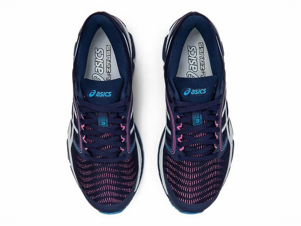 Tenis Para Correr Asics 2024 GEL ZIRUSS 3 Mujer Azul Marino Blancos