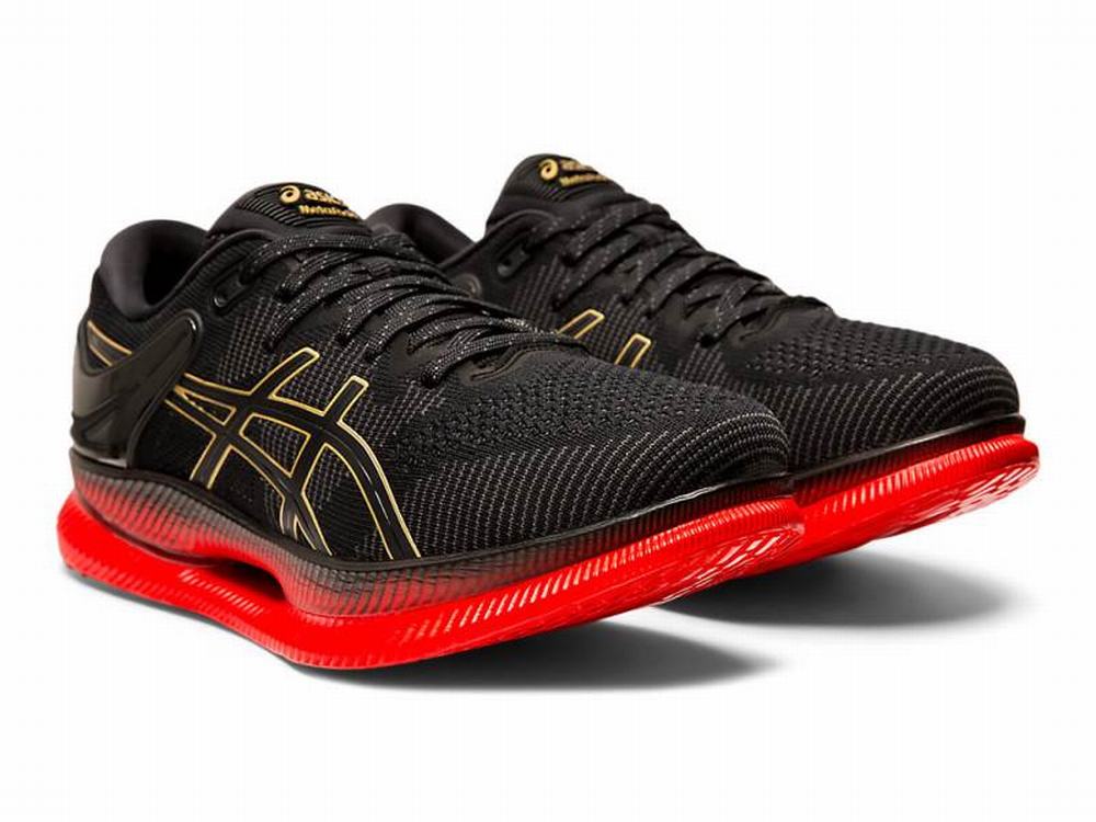 Tenis Para Correr Asics Venta METARIDE Mujer Negros Rojos